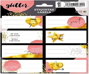 Αυτοκόλλητες Ετικέτες 8x2 GLITTER Gold Dreams