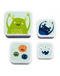 A little lovely company Σετ 4 δοχεία φαγητού Lunch & Snack Box "Monsters"